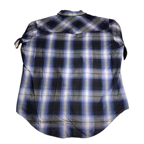Ely Cattleman Men’s XXL Blue Plaid Western Pearl Snap Shirt Cowboy Style - Picture 3 of 6